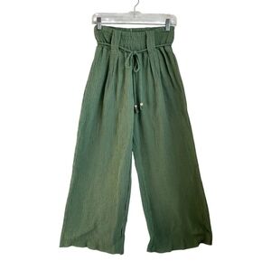 Ban jara Womens Olive Green Wide-Leg Gauze Pull On Pants Lounge Lagenlook